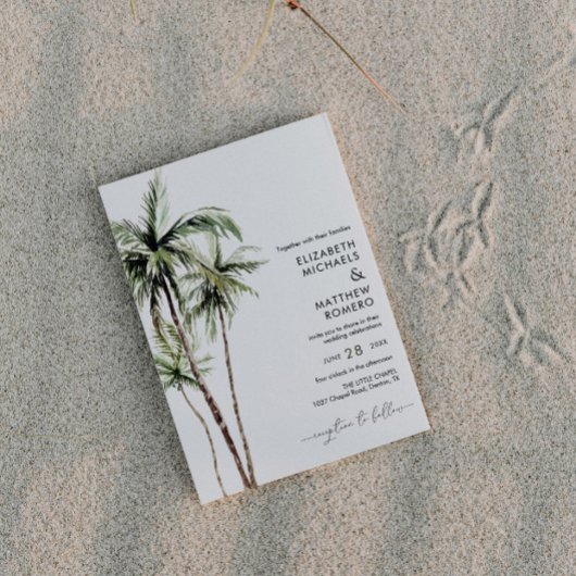 Palmboom Tropisch | Minimale bruiloft foto Kaart