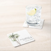 Palmboom Tropisch | Minimale bruiloft Kartonnen Onderzetters (Insitu)