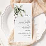 Palmboom Tropisch | Minimale bruiloft Menu<br><div class="desc">Sandy stranden en warme brouwen zijn waar dit design om draait. Viel je tropische bruiloft met ons eenvoudige,  minimale ontwerp van de palmboom. Dit ontwerp is volledig aanpasbaar en biedt prachtige waterverf palmbomen en een serif typografie.</div>