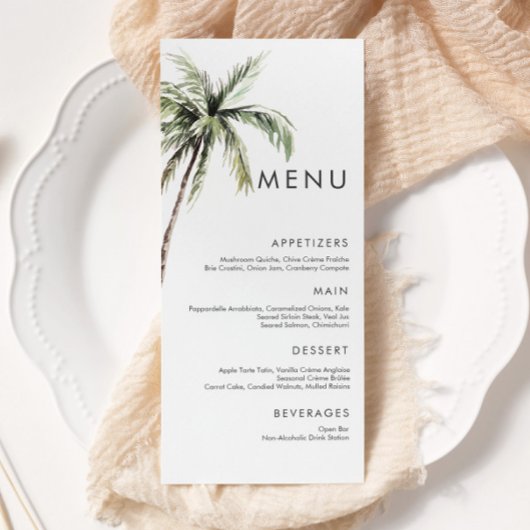Palmboom Tropisch | Minimale bruiloft Menu
