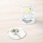 Palmboom Tropisch | Minimale bruiloft Ronde Kartonnen Onderzetter (Insitu)