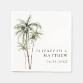 Palmboom Tropisch | Minimale bruiloft Servet (Voorkant)