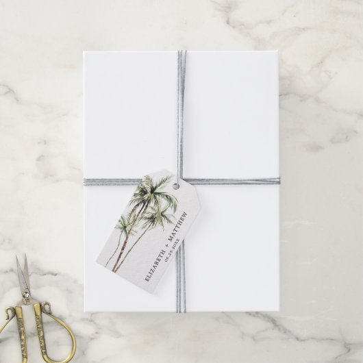 Palmboom Tropisch | Minimale weddenschap voor Labe Cadeaulabel (Met Touw)