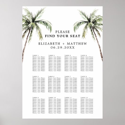 Palmboom Tropisch | Minimale weduwenkaart Poster (Voorkant)