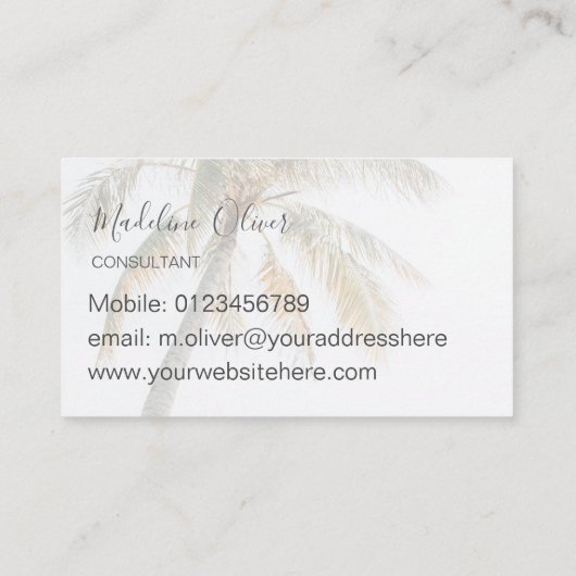 Palmboom Tropisch Modern Visitekaartje (Achterkant)