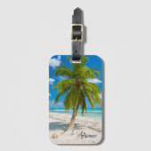 Palmboom Tropisch paradijs gepersonaliseerd Bagagelabel (Voorkant (verticaal))
