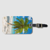Palmboom Tropisch paradijs gepersonaliseerd Bagagelabel (Voorkant (horizontaal))