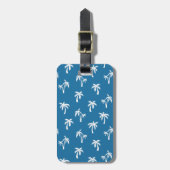 Palmboom tropisch patroon blauw bagagelabel (Voorkant verticaal)