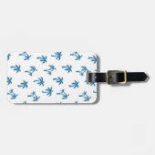 Palmboom Tropisch patroon blauw wit Bagagelabel (Voorkant horizontaal)