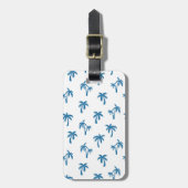 Palmboom Tropisch patroon blauw wit Bagagelabel (Voorkant verticaal)