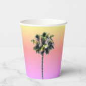 Palmboom Tropisch roze geel ombre papier cup Papieren Bekers (Achterkant)