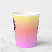 Palmboom Tropisch roze geel ombre papier cup Papieren Bekers (Rechts)
