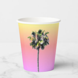 Palmboom Tropisch roze geel ombre papier cup Papieren Bekers