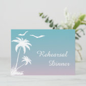 Palmboom tropisch strand bruiloft repetitie diner kaart (Staand voorkant)