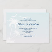 Palmboom tropisch strand bruiloft repetitie diner kaart (Achterkant)