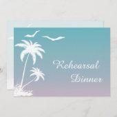 Palmboom tropisch strand bruiloft repetitie diner kaart (Voorkant / Achterkant)