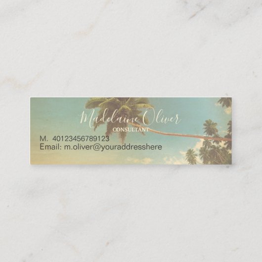 palmboom Tropisch strand Elegant Mini Mini Visitekaartje (Achterkant)