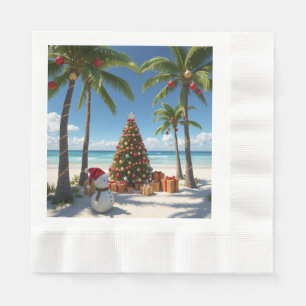 Palmboom Tropisch Strand Kerst Papieren Servet