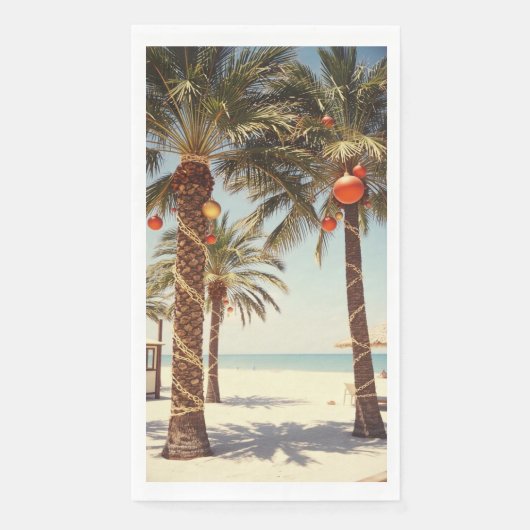 Palmboom Tropisch Strand Kerstmis Servet (Voorkant)