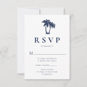 Palmboom Tropisch Strand Navy RSVP Kaartje