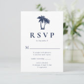 Palmboom Tropisch Strand Navy  RSVP Kaartje (Staand voorkant)