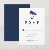Palmboom Tropisch Strand Navy  RSVP Kaartje (Voorkant / Achterkant)