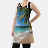 Palmboom Tropisch Strand Oceaan Schort (Insitu)