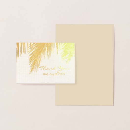 palmboom tropische bestemming bruiloft Dank u Folie Kaarten (Display)