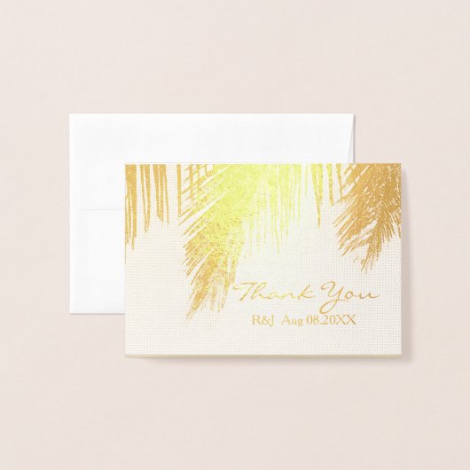 palmboom tropische bestemming bruiloft Dank u Folie Kaarten (Voorkant met envelop)