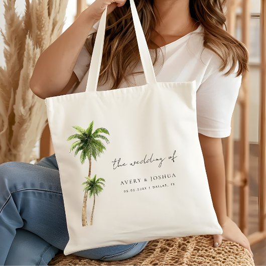 Palmboom Tropische bestemming Bruiloft gunst Tote Bag