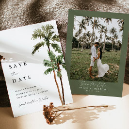 Palmboom Tropische Bestemming Foto Achter Huwelijk Save The Date