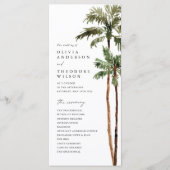 Palmboom Tropische Bestemming Trouwceremonie Programmakaart (Voorkant)