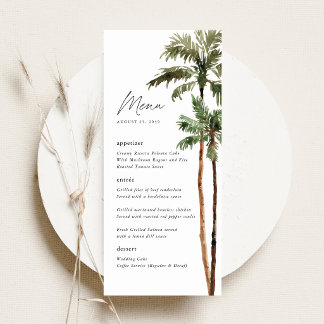 Palmboom Tropische Bestemming Trouwreceptie Menu
