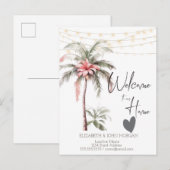 Palmboom, Tropische Bloem Hart Aankondiging (Voorkant / Achterkant)