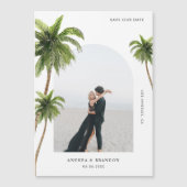 Palmboom Tropische boog Foto Bestemming Bruiloft Magnetische Uitnodiging (Voorkant)