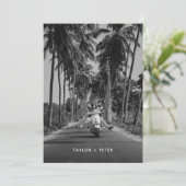 Palmboom Tropische Foto Huwelijk Uitnodiging Datum (Staand voorkant)