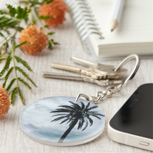Palmboom tropische foto sleutelring sleutelhanger (Voorkant Rechts)