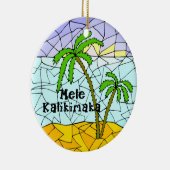 Palmboom Tropische Hawaiaanse Kerstbal Keramisch Ornament (Rechts)