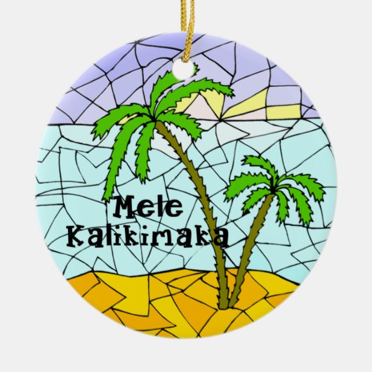 Palmboom Tropische Hawaiaanse Kerstbal Keramisch Ornament (Voorkant)
