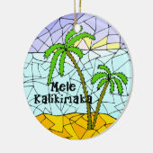 Palmboom Tropische Hawaiaanse Kerstbal Keramisch Ornament (Links)