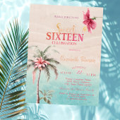Palmboom Tropische Hibiscus Zomer Sweet 16 Party Kaart