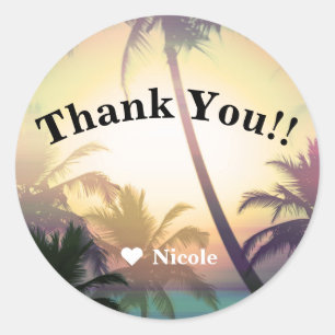 Palmboom Tropische Hitte Strandfeest Luau Cadeautj Ronde Sticker
