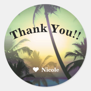 Palmboom Tropische Hitte Strandfeest Luau Cadeautj Ronde Sticker