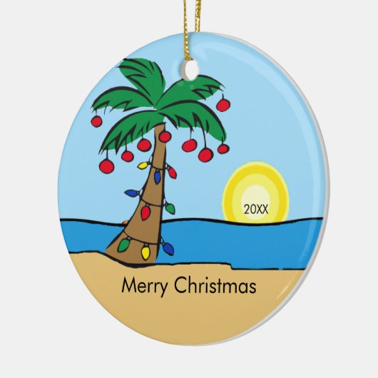 Palmboom Tropische kerstversiering Keramisch Ornament (Links)