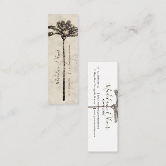 palmboom Tropische legante marmer Mini Visitekaartje (Voorkant / Achterkant)