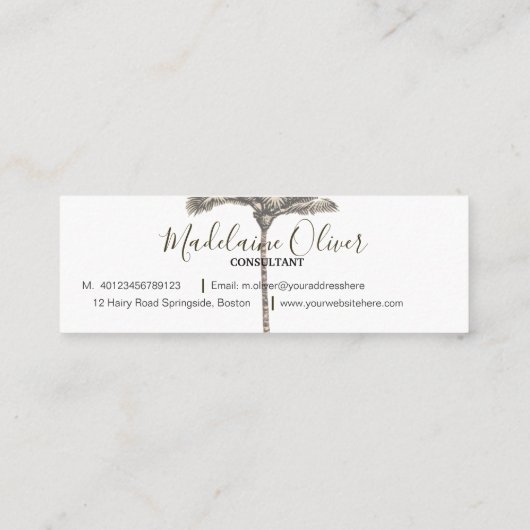  palmboom Tropische legante marmer Mini Visitekaartje (Achterkant)