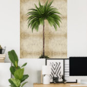 palmboom Tropische legante marmer Poster (Thuiskantoor)