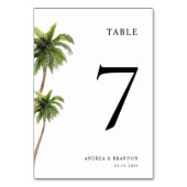 Palmboom Tropische Minimale Bruiloft Tafelnummer (Achterkant)