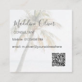Palmboom Tropische QR Code Modern Vierkante Visitekaartje (Achterkant)