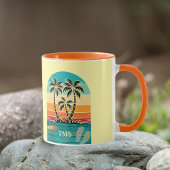 Palmboom Tropische Retro Zonsondergang FlipFlops M Mok